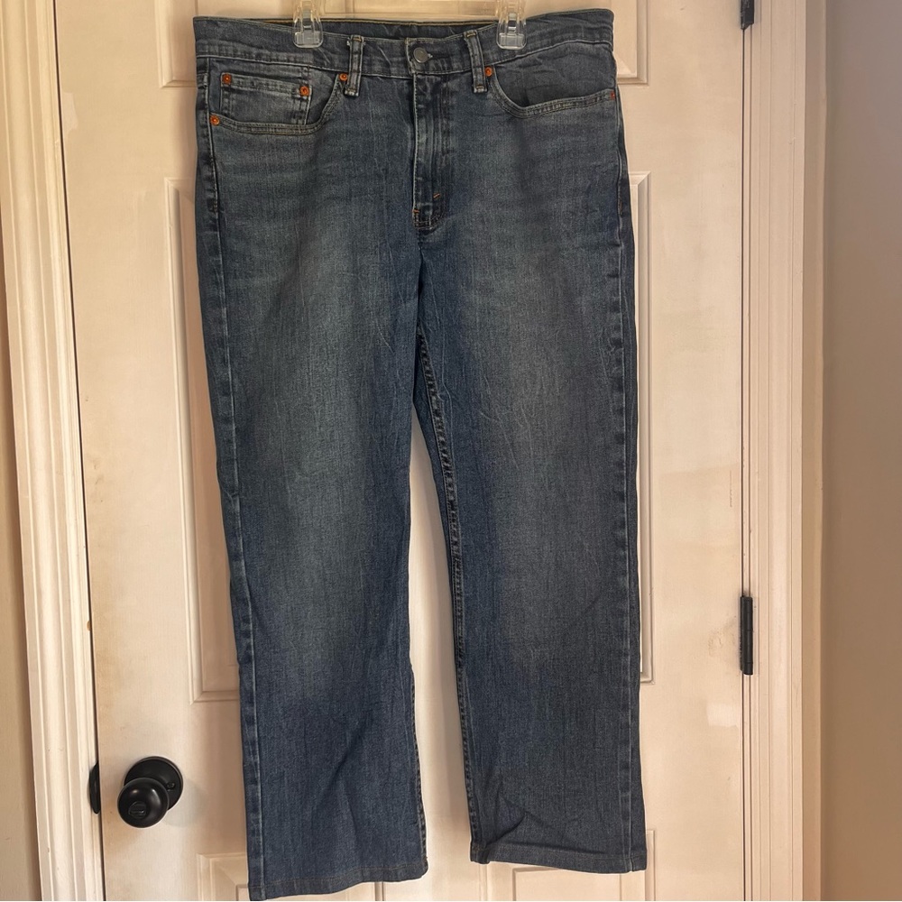 Levis Mens 514 Straight-fit Jeans Medium Wash 34” Width Hemmed to 26.5” Length